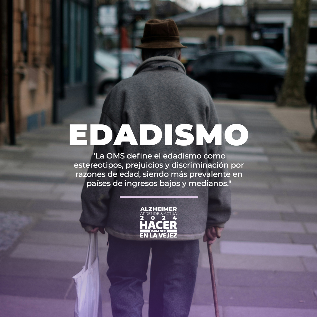 Hombre de espaldas y un texto que dice "Edadismo"